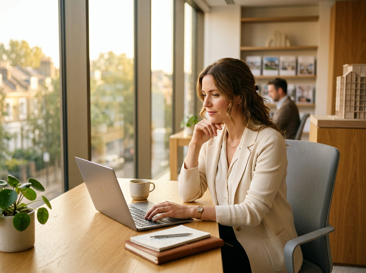 Real estate agent reviewing her pipeline